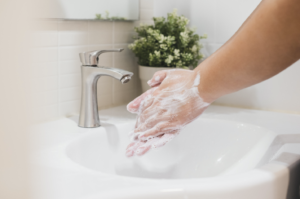 Washing hands with soft water at a house in Wayne, Illinois